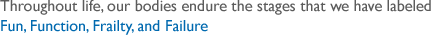 Throughout life, our bodies endure the stages that we have labeled:Fun, Function, Frailty and Failure